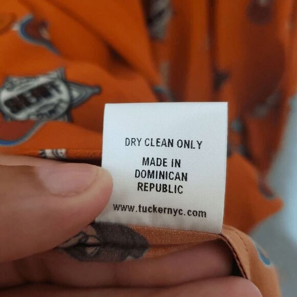 Tucker Women's Orange Western Sheriff 100% Silk Blouse Small - Picture 5 of 6